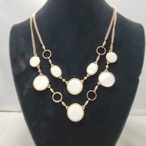 Coral Bay Two Row White Shell Layered Necklace White/rose Gold Tone